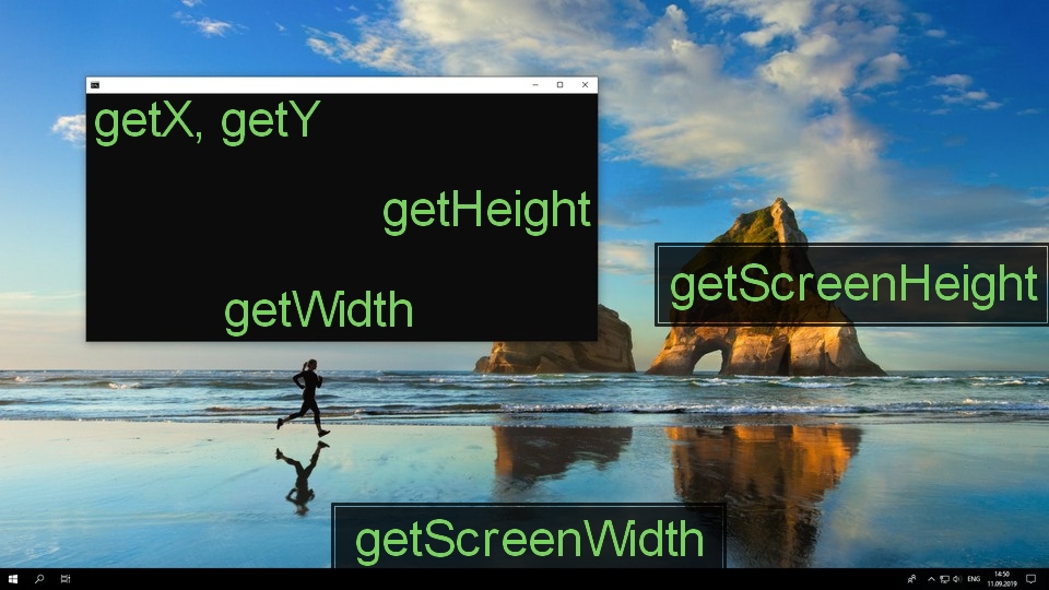 console window on screen